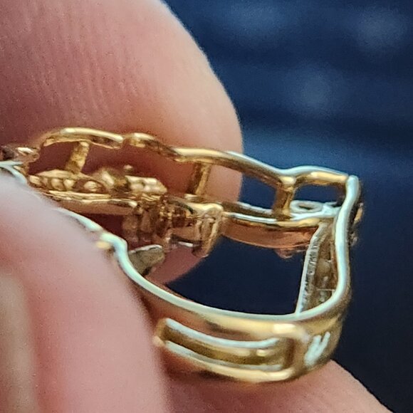 Vintage 14k Gold Necklace w/10K Gold Diamond Open Heart Pendant Twist Chain 19" - Picture 6 of 11